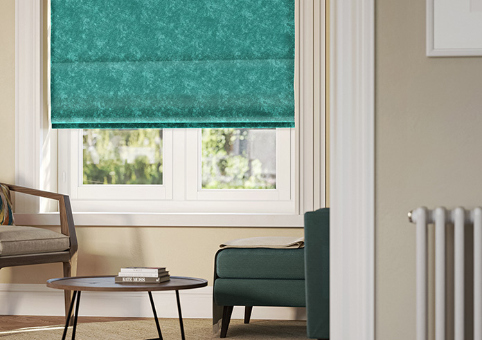 Caen Chenille, Aqua - Motorised Roman Blind - Image 5